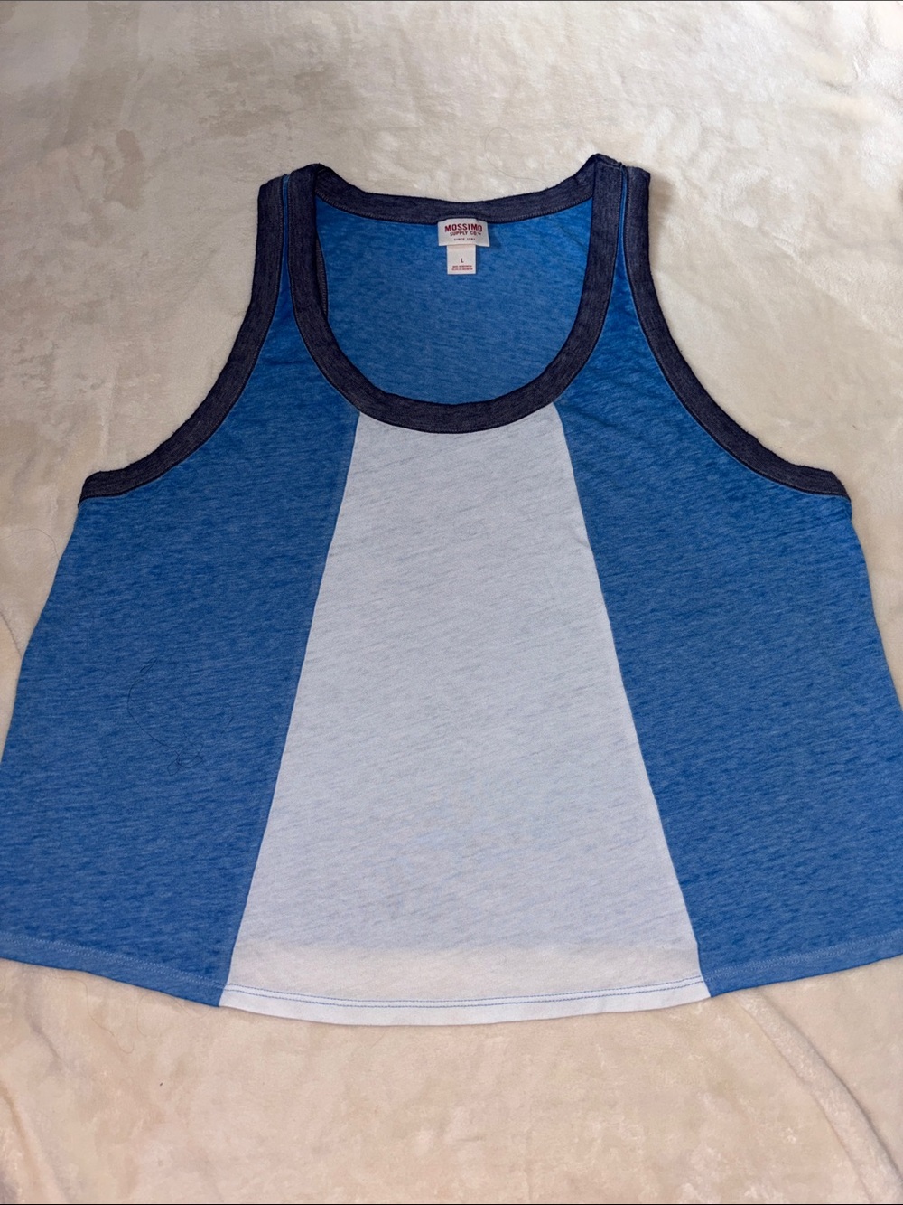 Mossimo Supply Co. Blue Colorblock Scoop Tank SZ L - Picture 1 of 7